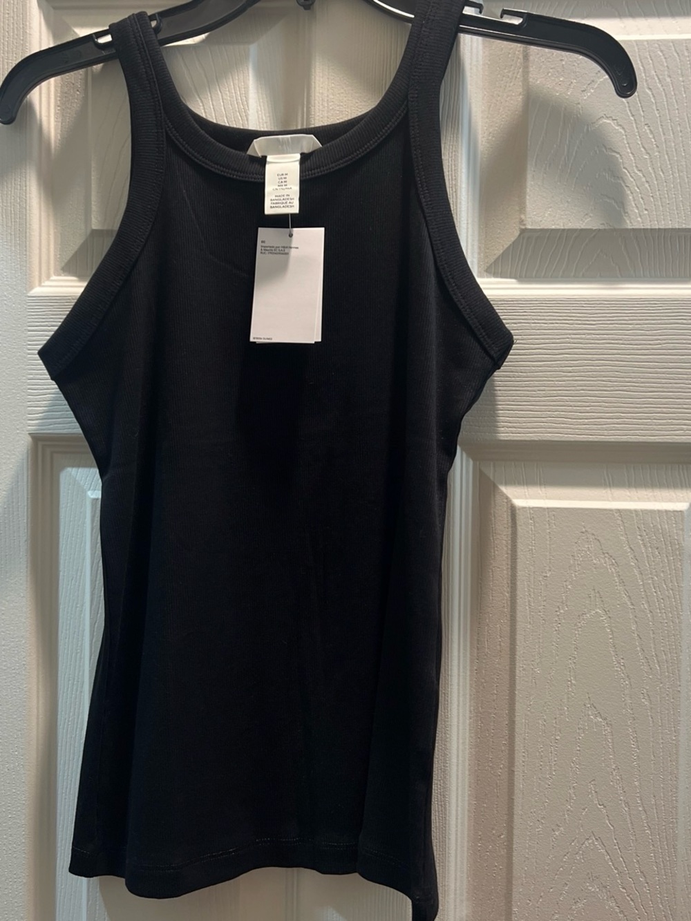 H&M Black Ribbed Tank with High Scoop Neckline